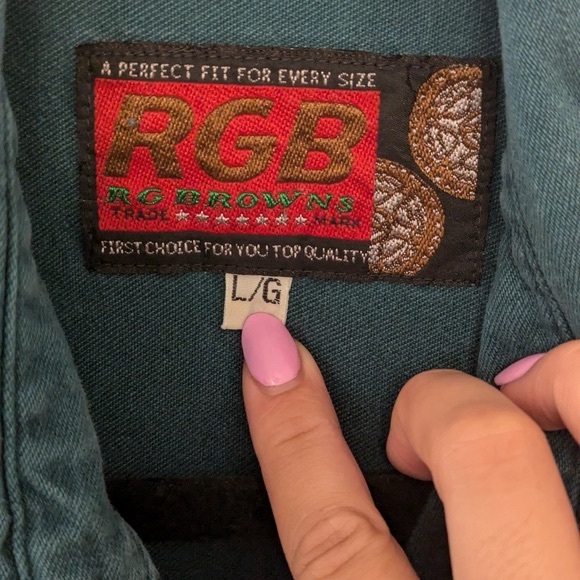 RGB Browns Trade Mark Vintage Teal Denim & Aztec Print Button Up - Picture 3 of 12